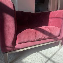 Burgundy Restoration Hardware Living Room, Set With Marble Table