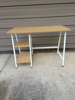 Computer Desk with Open Storage Shelves,