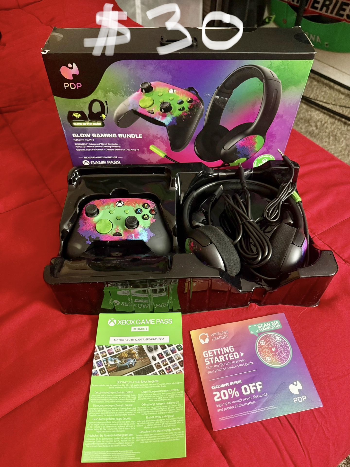 Xbox Controllers $30 FIRM (controller,headset,cables)