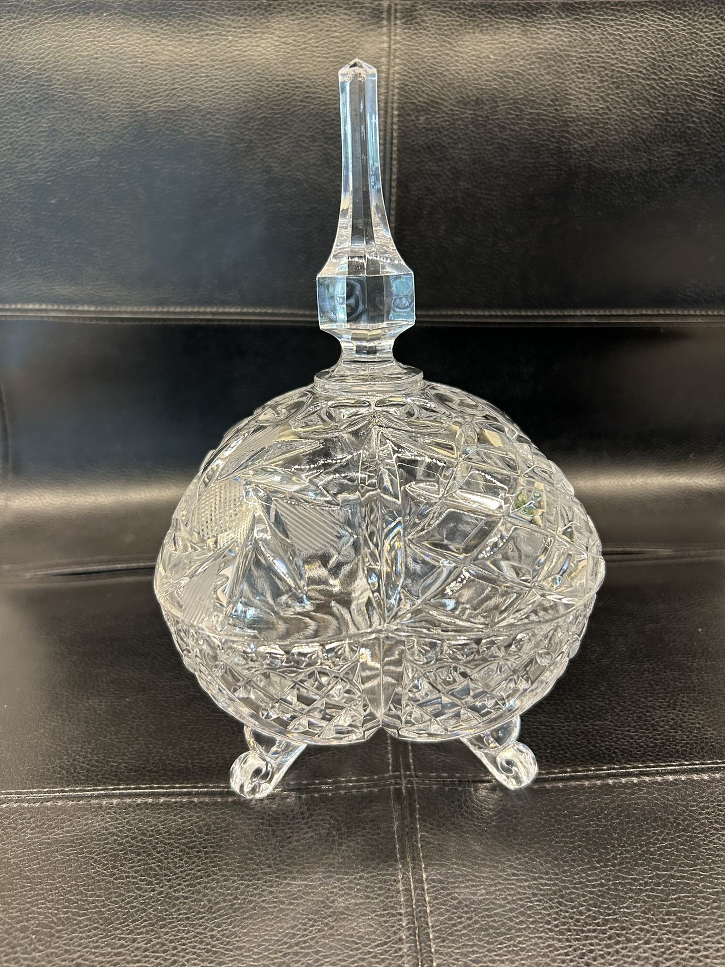 Vintage Cut Clear Crystal Glass Compote/Candy Dish