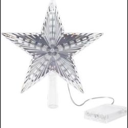 Brandnew 9 Inch Glitter Silver Star Tree Topper - Classic Star Tree Topper with 31 LED and Battery Powered Warm White Clear Tree Topper Light for Chri