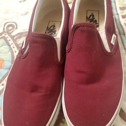 Vans Off The Wall Maroon Slip On Shoes Womens 8 Mens 6.5 Skateboarding Casual (unisex )
