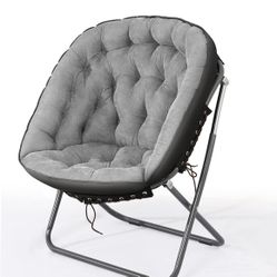 iw I WISH Saucer Chair for Adults, Oversized Saucer Chair, Folding Saucer Chair, Bedroom Papasan Chair, Comfy Moon Chair (Grey)