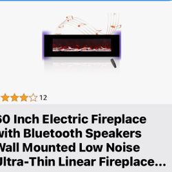 60 Inch Electric Fireplace With Bluetooth Speakers