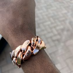 20mm Miami Cuban Link Pink Red Rose Gold Plated Bracelet 18k & 14k Crab Old School Regular Lock