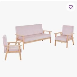 【brand new in box】60" Velvet Sofa And 2 Pcs Accent Chair For Living Room, Sofa Set Mid Century Modern Relaxing Armchair With Solid Wood Frame & Soft C