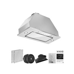 30 in. 900 CFM Ducted to Ductless Convertible Insert Stainless Steel Range Hood and White Glass With Permanent Filters