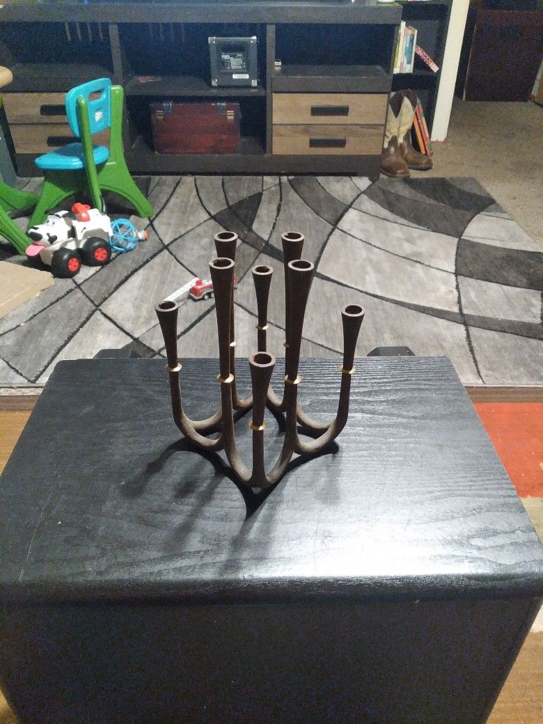 Vintage Eight Stem Cast Iron Candelabra