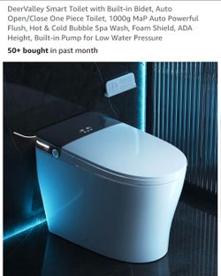 DeerValley Smart Toilet with Built-in Bidet, Auto Open/Close One Piece Toilet
