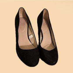 Black Suede Wedge Heels