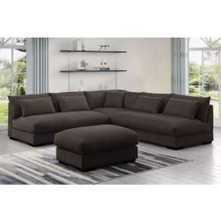 New! Extra Comfortable Sectional, Sofa, Couch, Sectional Couch, Sectional And Ottoman, Corduroy Couch, Sectionals, Sofa, Large Sofa, Comfortable Couch