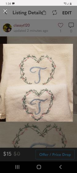 2 Monogrammed T towels