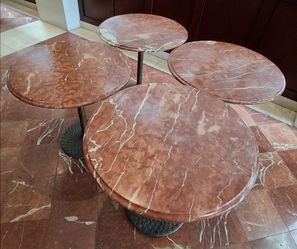4pc round nesting table set with red marble