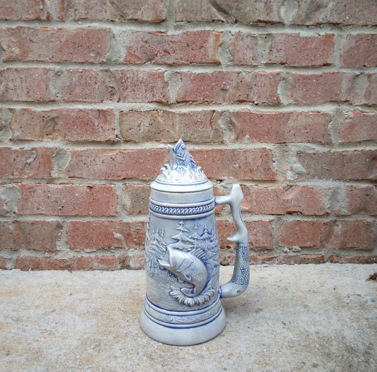 Vintage Fisherman Pottery Stein