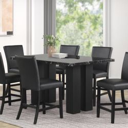 7 Pc Black Pub Dining Set