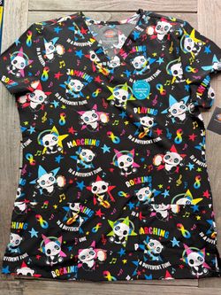 Dickies Panda Print Scrub Top one and size small