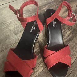 Red Sandal Heels 7.5