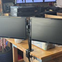 TWO Asus 21.5inch monitors With Dual Mount/stand