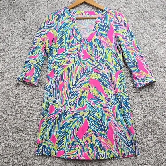 Lilly Pulitzer Rossmore Shift Dress S Pink Blue Print Mini Resort Travel Ready
