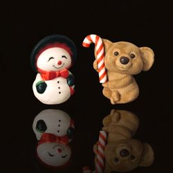 Vintage Hallmark Christmas Snowman And Bear