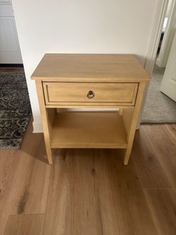 Wood Nightstand with Drawer and Shelf