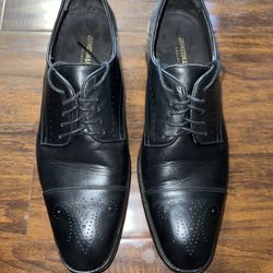 Johnston & Murphy - BLACK Cap Toe Italian Calfskin Oxford - LANGFORD 24-6185