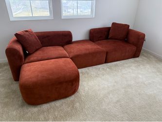 Velvet L shaped sofa