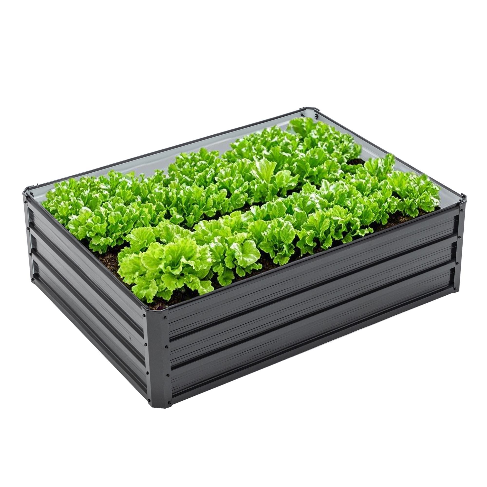 4x3x1ft Metal Raised Garden Bed,Deep Root Outdoor Galvanized Planter Box,Patio Kit Planting Beds for Vegetables Flowers Herb,Black