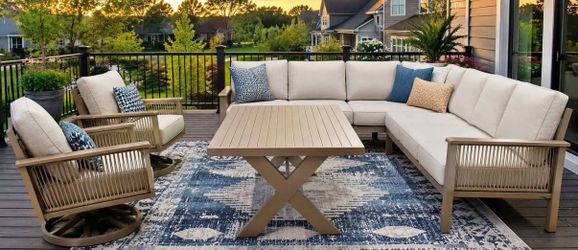 *New In Box Patio Furniture* Aluminum Patio Sectional With 2 Swivels And Olefin Cushions