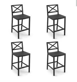 Humphrey 26 in. Black Aluminum Plastic Outdoor Bar Chairs Outdoor Bar Stool (Set of 4)