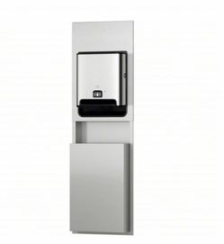 TORK Trash Can: Stainless Steel, 12 gal Container Capacity, 17 1/8 in Overall Wd, 9 in Overall Dp