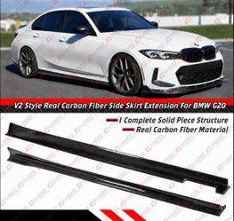 19-26 BMW G20 M340i V2 Real Carbon Fiber Side Skirt Extensions