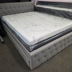 Brand New Full Size Bed Grey With 10 Inch Memory Foam Mattress & 1 6 Inch Memory Foam Bottom $699