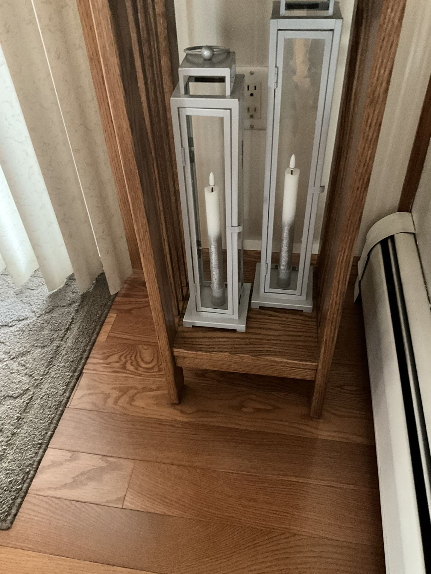 Two Glass Tall Candle Holders And Remote Timer