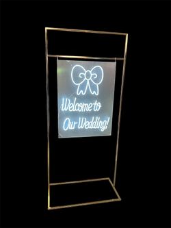 White Neon Led Wedding Light Sign with Gold Stand