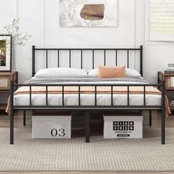 New Queen Bed Frame-Classic Metal Platform Bed Frame,Mattress Foundation with Steel Slat Support