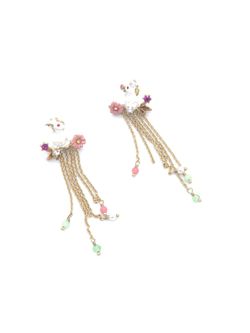 14K Gold Painted Enamel Glazed Earrings