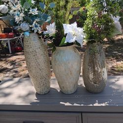 3 Desiner Vases ($25 Each Or All 3 For $60)2small ones Are 17" Ht).the Large 1is 21" Ht.