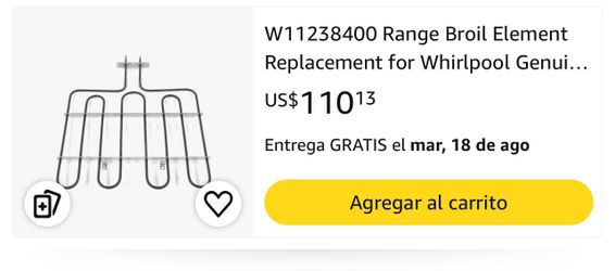 OEM Whirlpool W11238400 Range Broil Element Oven Heating Element New Genuine