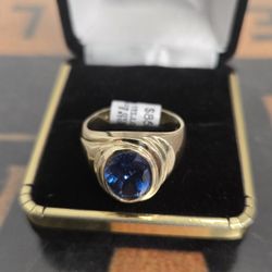 Light Blue Gem Stone Gold Ring