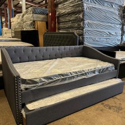 New Daybed Gray Color $339. Add Mattresses $537. Delivery & Assemble Available 