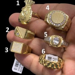 10k Solid Gold Men CZ Ring Dollar Style Stone Ring 