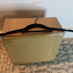 Box of Black Suede/Metal & Plastic Hangers