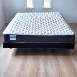 Newer Queen Sleepys Mattress, Sealy Boxspring and Metal Bed Frame