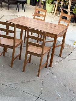 Wood Dining Table with 4 Chairs