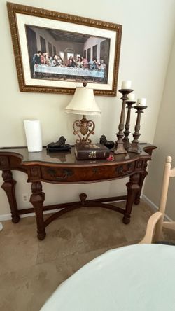 Solid wood table with glass top in Weston Fl