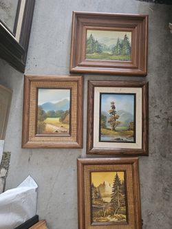 4 Vintage 5x7 Oil Paintings