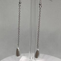 Stunning Long Teardrops Silver Plated Chain Earrings
