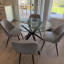 Glass Dining  Room Table With Chairs 