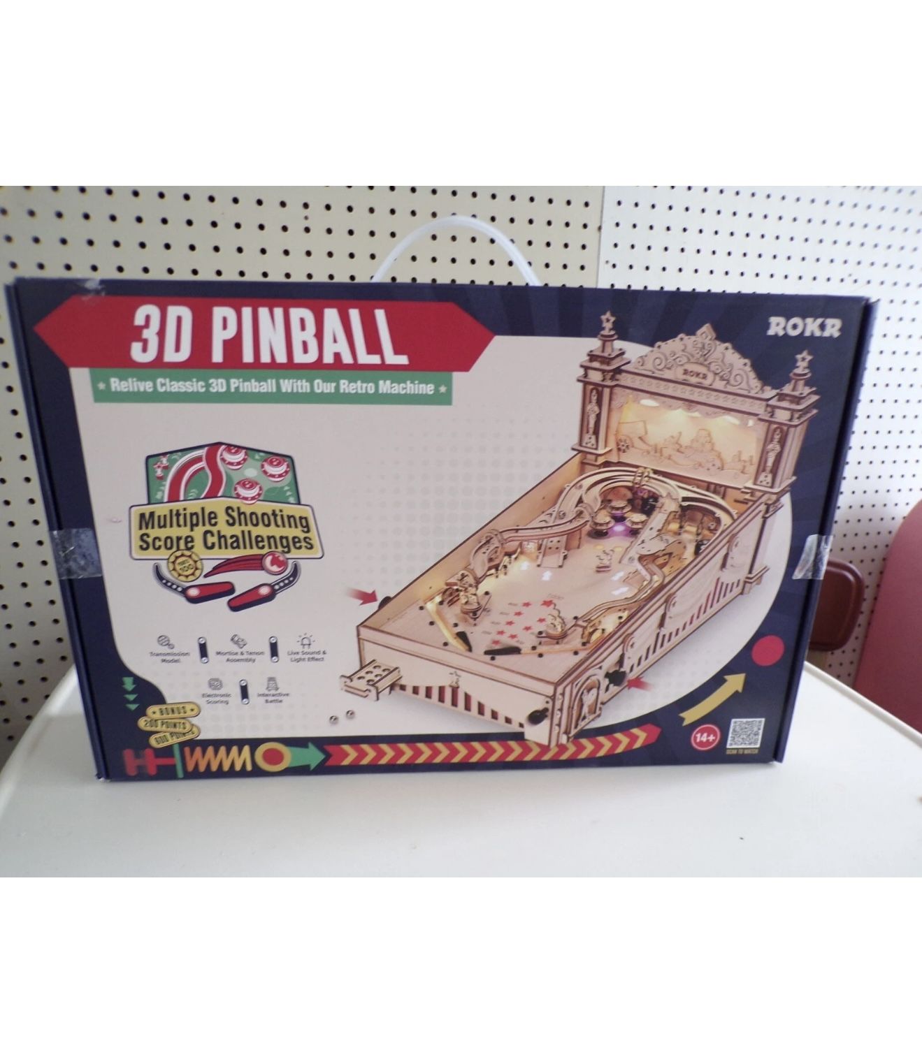 ROKR Miniature Pinball Machine-3D Wooden Puzzles Model Kit LIKE NEW! PICK UP IN CORNELIUS
